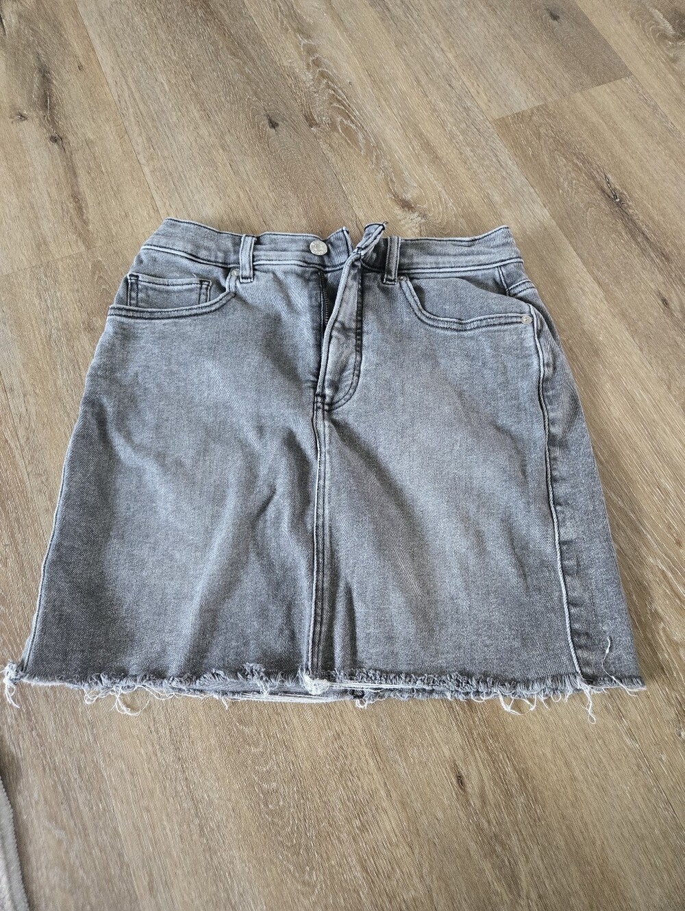 Express Gray Washed Denim Mini Skirt